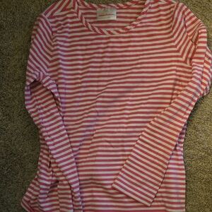 Hanna Andersson Pink and White Striped Long Sleeve Shirt
